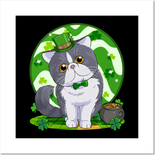 American Shorthair Cat Saint Patricks Leprechaun Posters and Art